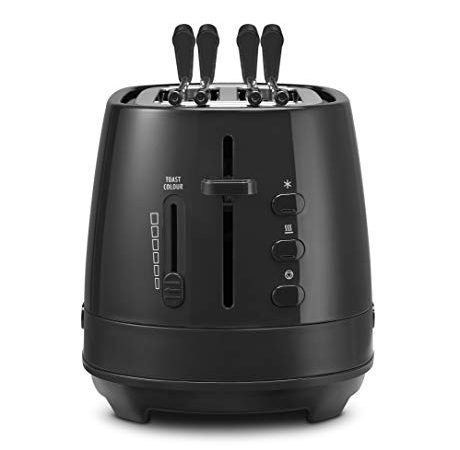 De'Longhi CTLAP2203.BK Tostapane con Pinze, Controllo Progressivo del Grado di Tostatura, Indicatori Luminosi, Cassetto Raccoglibriciole, Piedini Antiscivolo, Potenza 550 Watt, Plastica, Nero
