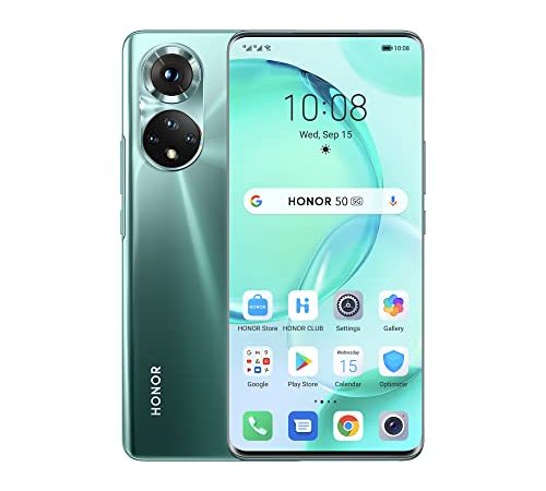 HONOR 50 5G - Smartphone, 6+128GB Cellulari, Display OLED 6.57'' a 120Hz, Snapdragon 778G, Fotocamera Professionale da 108MP, Batteria da 4300mAh, Ricarica Rapida, NFC Dual SIM Card, Emerald Green