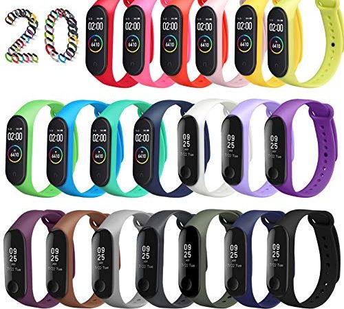 iVoler Cinturino Mi Band 3 / Mi Band 4, [20 Colori] Bracciale Cinturini di Ricambio per Xiaomi Mi Band 3/ Mi Band 4 Cinturino di Ricambio Morbido, Traspirante, Resistente al Sudore e Multicolore