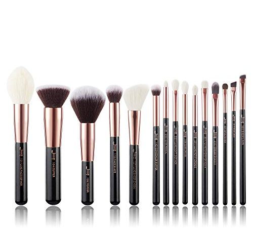 Jessup 15Pz Oro Rosa/Nero Pennelli per trucco professionale Set per trucco Kit di pennelli per il trucco Fondotinta in polvere Definizione Sfumatura LineaT160