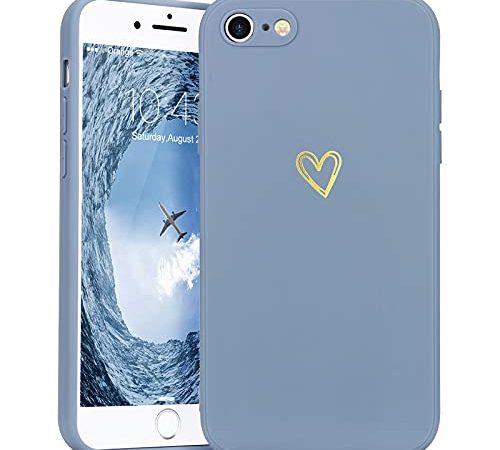Lafunda Cover Compatibile per iPhone 7/ iPhone 8/iPhone SE2020 Custodia con protezione fotocamera Antiurto Silicone morbido per Donna motivo cuore Case per iPhone 7/8/SE2020 Grigio