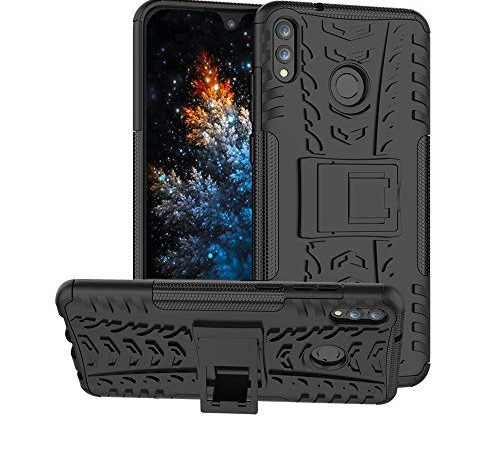 MRSTER Honor View 10 Lite Custodia, [Heavy Duty Protezione] [Dual Layer] Difficile Silicone Kickstand Ibrida Shock Proof Cover Custodia Compatibile Honor View 10 Lite/Honor 8X. Hyun Black