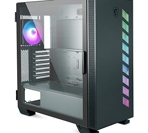 MSI MAG VAMPIRIC 300R Midnight Green - Custodia per computer da gioco, 1 ventola ARGB da 120 mm, sincronizzazione con luce mistica, USB Type-C, pannello in vetro temperato, E-ATX, ATX, MATX, mini-ITX