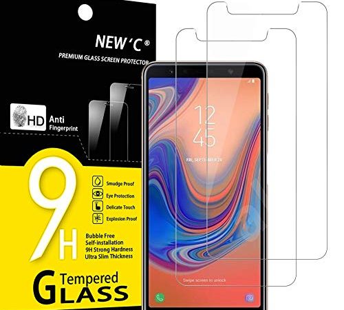 NEW'C 2 Pezzi, Vetro Temperato per Samsung Galaxy A7 (2018), Pellicola Prottetiva Anti Graffio, Anti-Impronte, Senza Bolle, Durezza 9H, 0,33mm Ultra Trasparente, Ultra Resistente