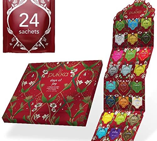 Pukka Herbs | Calendario dell'Avvento con tisane biologiche Days of Joy | Idea regalo | Eco-friendly e sostenibile | Senza cioccolato | Senza lattosio | 24 filtri, Rosso, 69639960