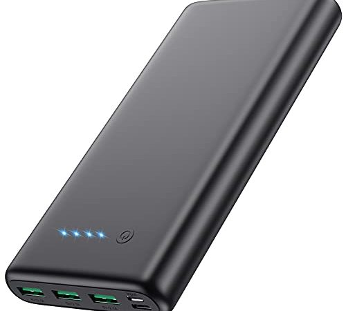 QTshine Power Bank 36800mAh, Ricarica Rapida Caricatore Portatile con Tri Uscite & Typo C Ingresso, Alta Capacità Powerbank Batteria Esterna con 4 LEDs per iPhone Huawei Samsung Galaxy Xiaomi ecc