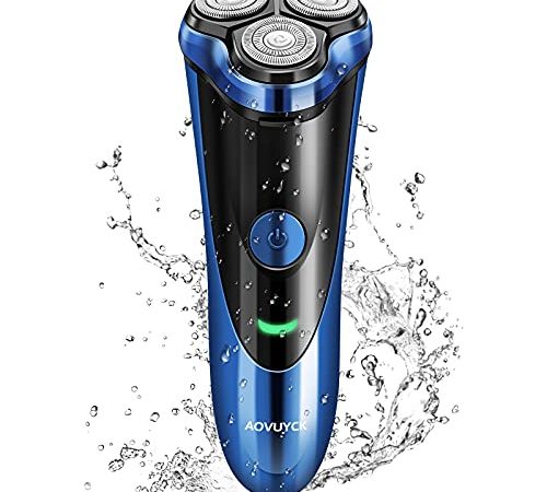 Rasoio Elettrico Barba, Rasoio Elettrico Uomo Wet & Dry, Rasoio Barba con 3 Testine Rotanti e USB Ricaricabile, Rasoio Barba Ricaricabile con Indicatore di Carica a LED