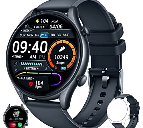 Smartwatch Orologio Fitness Uomo Impermeabile: Digitale Smart Watch Full Touch 1,32 Pollici Cardiofrequenzimetro Da Polso Contapassi Pressione Sanguigna Calorie Sportivo Activity Tracker Android ios