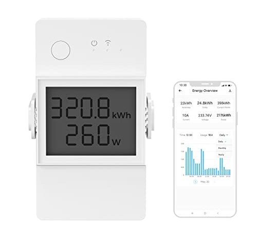 SONOFF POWR320D Interruttore intelligente d'élite con misuratore di consumo 20A WiFi con misura consumo elettrico su schermo digitale LCD e protezione da sovraccarico- A Certified for Humans Device