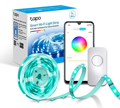 TP-Link Tapo L900-5 Striscia LED Smart Wi-Fi 5m, Controllo Vocale Compatibile con Alexa, Google Assistant e Apple Home, Sync-to-Music, Luci LED per Casa, Bar, Festa, Accorciabile e Controllo dall'APP