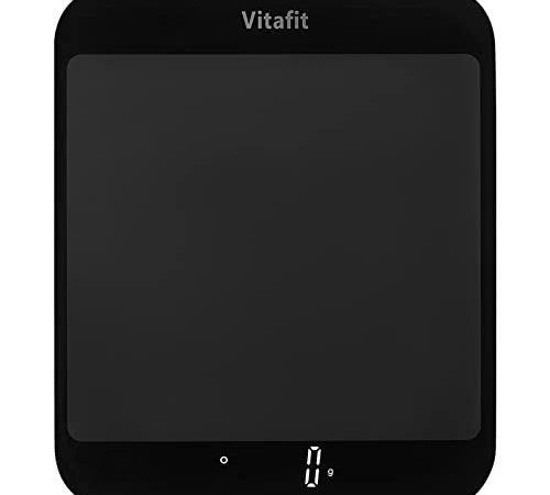 Vitafit 15kg Bilancia da Cucina Digitale, Bilancia Alimentare Elettronica Multifunzione in Grammi e Once, Graduazione Precisa 1g/0.1oz, Batterie Incluse, Nero