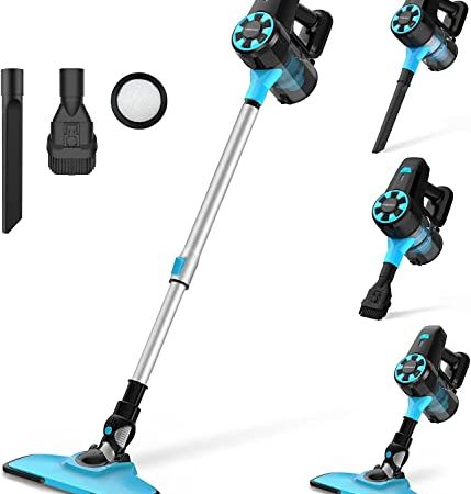 YISORA Aspirapolvere Senza Fili, Ultraleggero Scopa Elettrica Senza Fili, 3 in 1 Aspirapolvere Senza Sacco Potente Verticale e Ricaricabile, 17Kpa Autonomia 40 Min, per Pavimento/Tappeto/Peli Animali