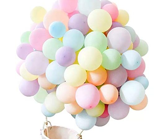 100 Palloncini Multicolore Pastello in Lattice Premium. Palloncini per Elio, 50 da 25cm e 50 da 13cm. Decorazioni e Accessori per Feste di Compleanno e Battesimo