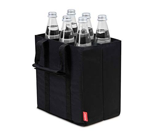 achilles Borsa per Bottiglia, Borsa per il Trasporto con Divisori, Box Auto, Borsa per la Spesa, Nero, 25 cm X 18 cm X 27 cm, 6 Bottiglie da 1,5 Litri