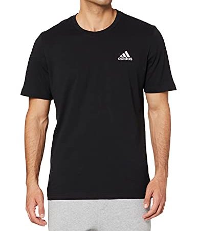 adidas Essentials Embroidered Small Logo, Maglietta Uomo, Nero, M