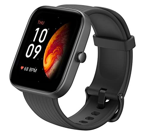 Amazfit Bip 3 Pro Smartwatch Orologio Intelligente Fitness Tracker, 1,69" Full Touch, 60 Modalità Sport con GPS, Impermeabile 5 ATM, SpO2, Cardiofrequenzimetro, Monitor del Sonno, Uomo, Donna
