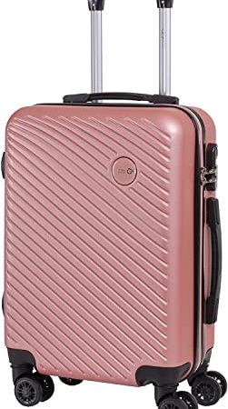 CABIN GO MAX 5508 Valigia Trolley ABS, bagaglio a mano 55x37x20, Valigia rigida, guscio duro e antigraffio con 8 ruote, Ideale a bordo di Ryanair, Alitalia, Air Italy, easyJet, Lufthansa ROSA