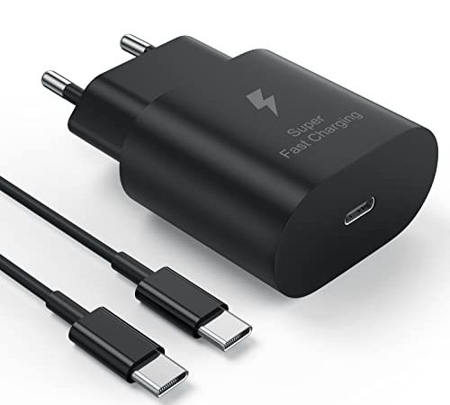 Caricatore USB C per Samsung, Caricabatterie 25W veloce PPS per Samsung S22 S21 S20 S10 S9 S8, Note 20/10/ 9, iPad Pro, iPad Air 5 4, Mini 6, Google Pixel, Cavo USB C a C da 1M
