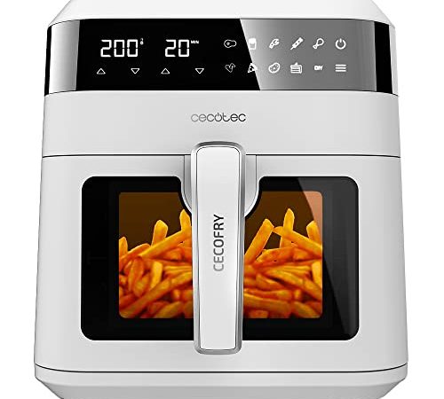 Cecotec Friggitrice ad Aria da 6 Litri Cecofry Experience Window White 6000. 1300 W, Tecnologia PerfectCook, Temperatura regolabile, Finestra, Controllo tattile, 9 modalità, Timer