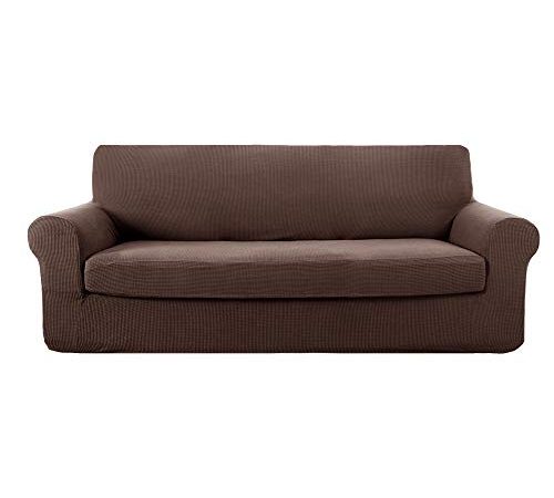 Deconovo Copridivano 3 Posti Elasicizzato Fodera Protettiva Moderne per Divano da 180cm a 235cm Cioccolato
