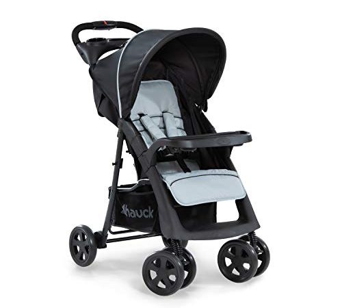 Hauck Passeggino Shopper Neo 2 - Passeggino Compatto dalla Nascita fino a 25 kg - Passeggino Pieghevole con 2 Portabibite, Reclinabile con Finestrina - Grande Cesto Portaoggetti - Nero, Argento