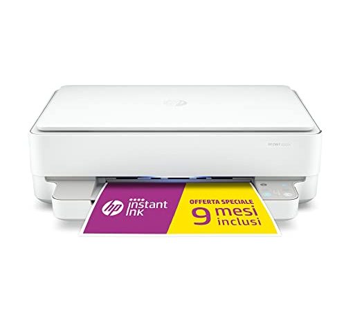 HP Envy 6022e, Stampante Multifunzione, 9 Mesi di Inchiostro Instant Ink Inclusi con HP+