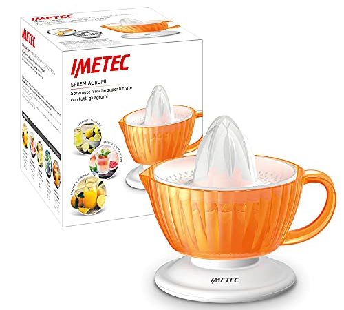 Imetec CP4 Spremiagrumi Elettrico, Cono Universale, Filtro Antipolpa, Doppio Senso di Rotazione, Funzionamento a Pressione, Contenitore 300 ml BPA Free, Compatto