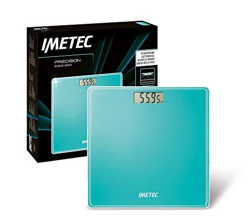 Imetec Precision ES13 200 Bilancia pesapersone elettronica, rivela anche le minime variazioni di peso, fino a 180 Kg, LCD Display, vetro temperato, batterie incluse