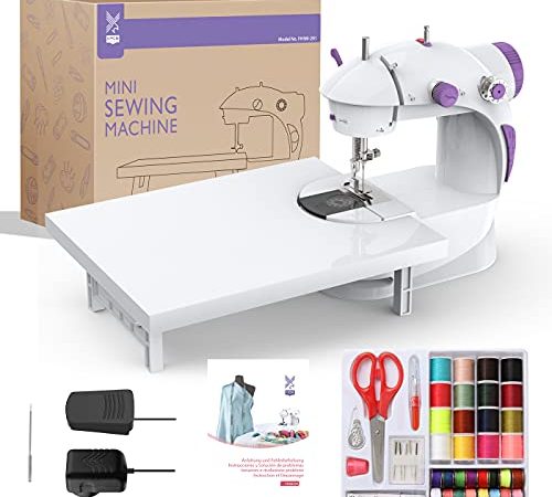 KPCB Mini Macchina da Cucire con Kit da Cucito Portatile e Versatile con Ampio Tavolo da Cucito, Facile da Usare e Pratica (Istruzioni in Italiano)