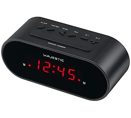 Majestic SVE 235 - Sveglia digitale display LED, doppio allarme, snooze, nero