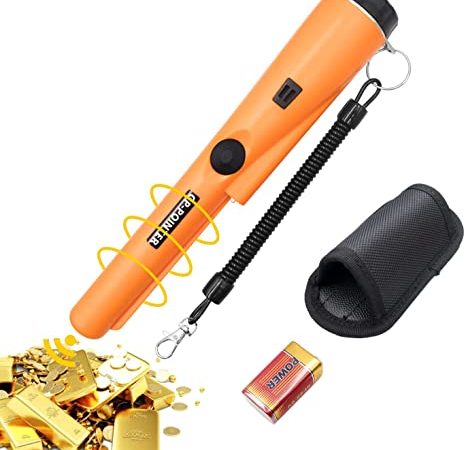Metal Detector Portatile, Metal Detector a Scansione a 360°, Puntatore a Pin in Metallo Impermeabile IP66, Indicatore LED Integrato/Luce di Allarme/Batteria 9V per Caccia di Monete D'Oro, Gioielli
