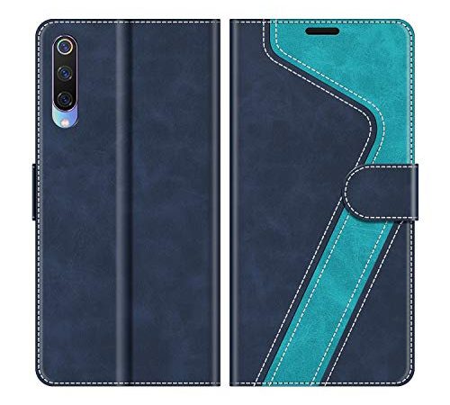 MOBESV Custodia Xiaomi Mi 9, Cover a Libro Xiaomi Mi 9, Custodia in Pelle Xiaomi Mi 9 Magnetica Cover per Xiaomi Mi 9, Elegante Blu