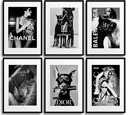 MONOKO® Quadri per le pareti di soggiorno e camera da letto, moderni, immagini in bianco e nero, set di 6 poster in formato A4 senza cornice