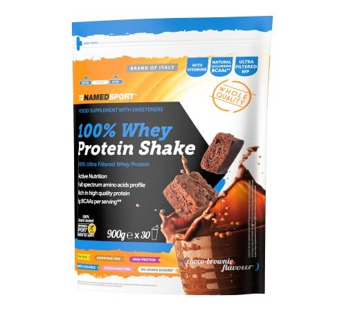 NAMEDSPORT 100% Whey Protein Choco Brownie 900 g - Proteine del siero del latte concentrate ultra filtrate, gusto brownie al cioccolato