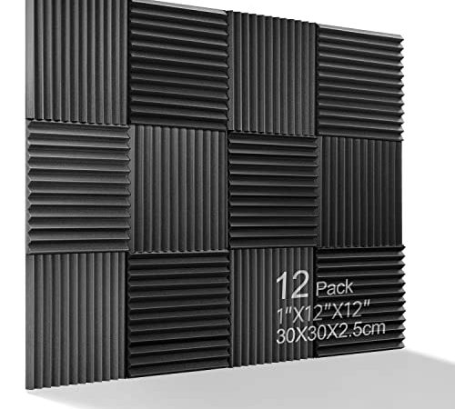 Pannelli Fonoassorbenti, 12 Pezzi Pannello Fonoassorbente per Podcasting, Studi di Registrazione, Uffici, Home Learning, Pannello Fonoassorbente