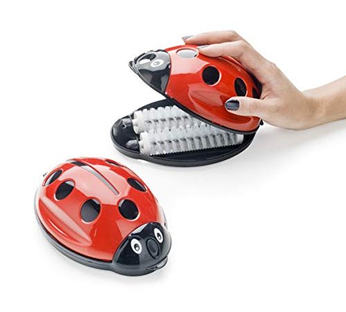Raccogli Briciole Coccinella in Plastica. Spazzola Aspirabriciole per Tovaglie e Tappeti 17x11x7 cm