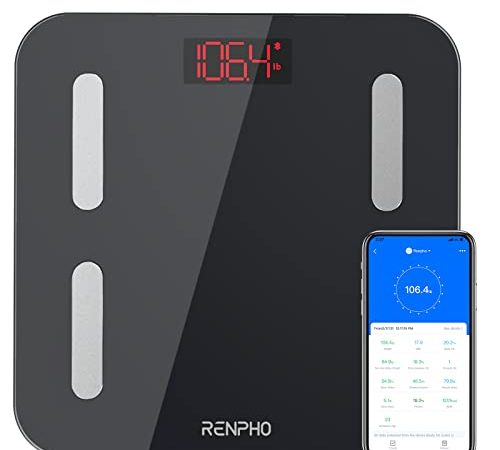 RENPHO Bilancia per Grasso Corporeo, Bilancia Digitale per Perdita di Peso, Fitness Monitor per Composizione Corporea, Bilancia BMI con App per Smartphone