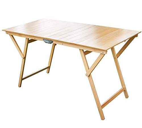TAVOLO LAURA PIEGHEVOLE STRISCE IN LEGNO DI FAGGIO 70X140 CM NATURALE FRASM 610084