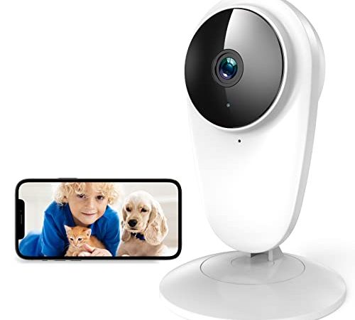 Telecamera Wi-Fi Interno, Telecamera di Sorveglianza con Audio Bidirezionale/Visione Notturna/rilevamento del movimento/Avvisi Tramite App
