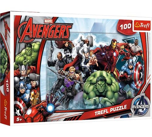 Trefl-Attacco, 100 Elementi, All'attacco, per Bambini dai 5 Anni Puzzle, Colore Marvel Avengers, 16272