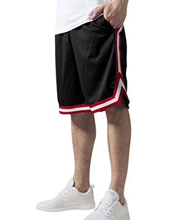 Urban Classics Stripes Mesh Shorts Pantaloncini, Multicolore (blkredwht 57), M Uomo