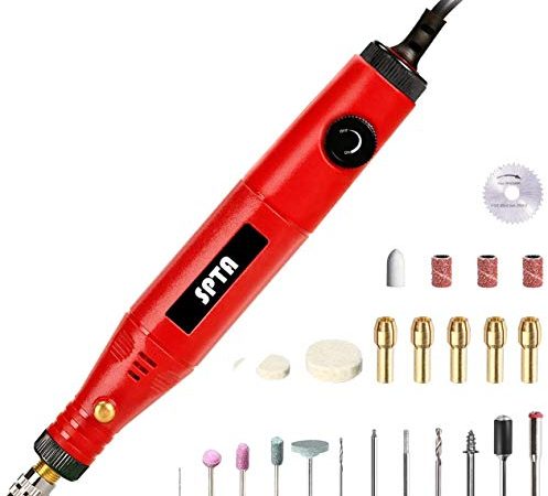 Utensile Multifunzione, SPTA 18V Strumento Multifunzione,Mini trapano elettrico smerigliatrice Utensile Rotante con 24 Accessori, Mini Drill con Velocita' Variabile Progettazione Aerodinamica