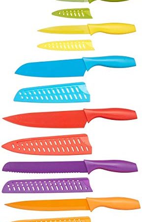 Amazon Basics - Set di coltelli colorati, 12 pezzi