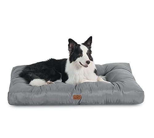 Bedsure Cuscino per Cani Taglia Grande - Cuscini per Cani Taglia Grande Tappeto Cane Cuscino Cane Interno, Cuscino Cuccia Cane Impermeabile XL (110 x 90 cm) Grigio Lavabile