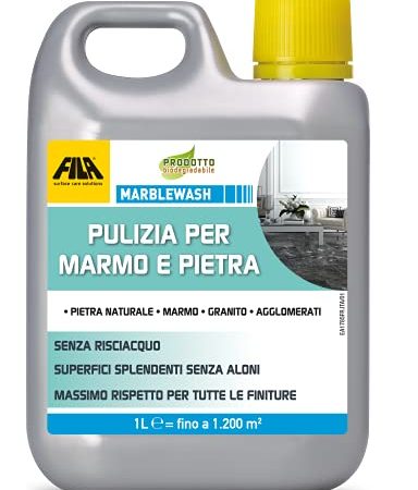 FILA Surface Care Solutions MARBLEWASH Detergente per Marmo e Pietra Naturale, Incolore, 1 Litro