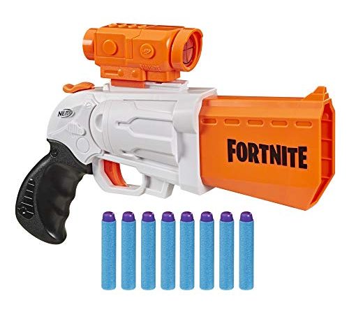 Hasbro Nerf Fortnite - SR (Blaster ad azionamento a Martello con 4 dardi, Include cannocchiale Rimovibile e 8 dardi Ufficiali Nerf Elite)
