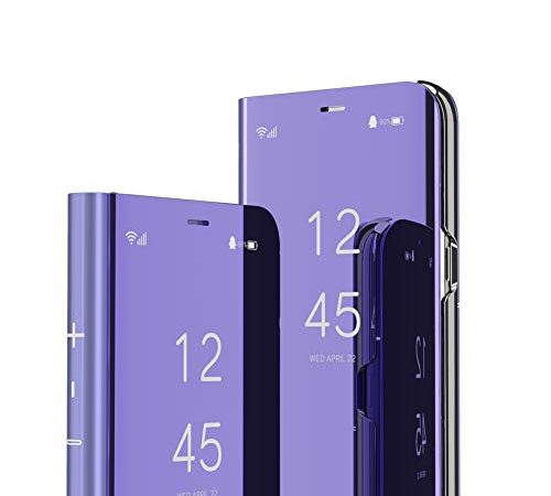 IMEIKONST Samsung Note 9 Custodia Bookstyle Specchio Design Clear View Makeup Stand Full Body Protettiva Bumper Flip Folio Copertura per Samsung Galaxy Note 9 Flip Mirror: Purple QH