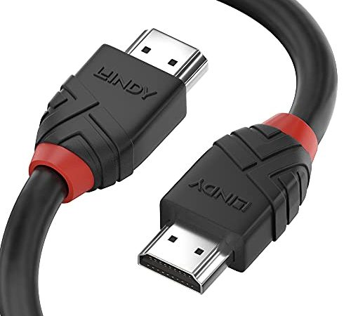LINDY - Cavo HDMI 2.0 Black Line 2 Metri, Cavetto High Speed 4k@60Hz HDMI 2.0 18G 3D 1080p HDCP 2.2 120Hz 144Hz HDR ARC CEC ATC | Compatibile con TV, PC, Xbox, PS5, Blu-ray, Soundbar con Ethernet