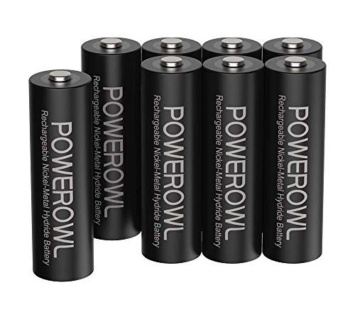 POWEROWL Batterie Ricaricabili AA ad Alta capacità 2800mAh, 1,2V NiMH AA Pile Ricaricabili (1200 cicli, Pre-caricate, Confezione da 8)