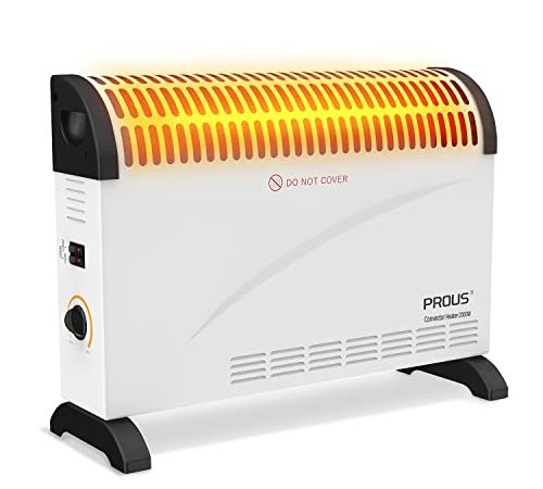 PROUS 2000W Riscaldatore a Convezione a Risparmio Energetico, Riscaldatore Elettrico Riscaldamento Rapido, Protezione Contro il Surriscaldamento, Basso Rumore, Riscaldatore Elettrico Fino a 20-30m²